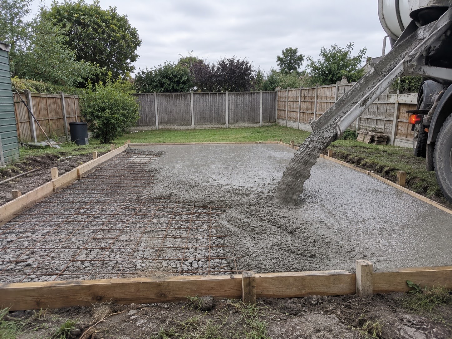 Garden office foundation installation in Barking