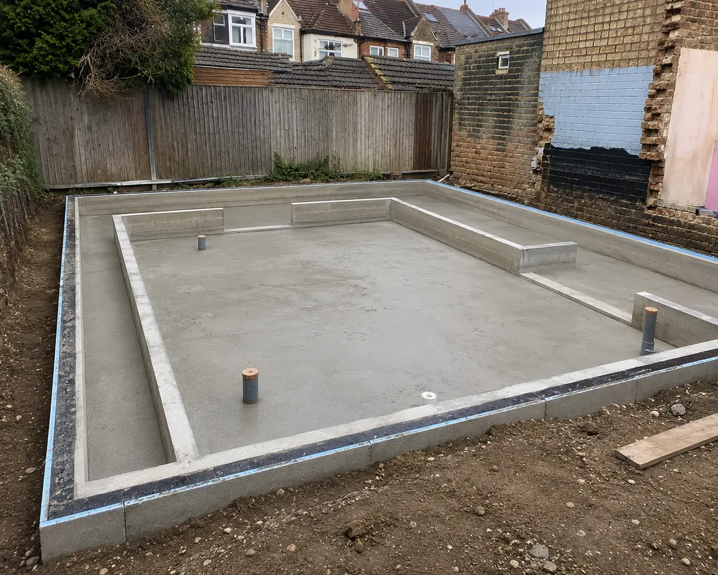 Residential concrete foundation installation in Barking