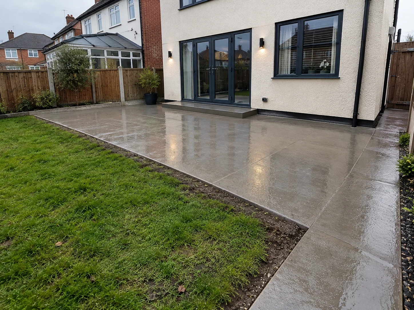 Residential concrete floor and garden building base installation in Barking